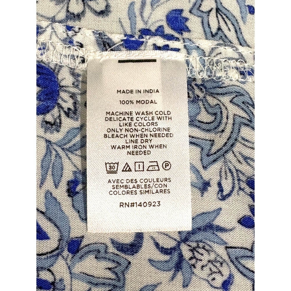 LOFT Women's Blue & White Floral Kimono Wrap Size M/L 100% Modal Career Boho - Picture 4 of 4